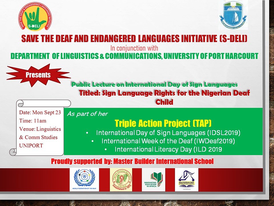 Emmabros's tweet image. I&apos;m privileged to be joined with my Alma mater in this, to be given this opportunity to share my works on the #idsl2019 #tap2019 @nigeria @uniport @NaijaDeafTalent