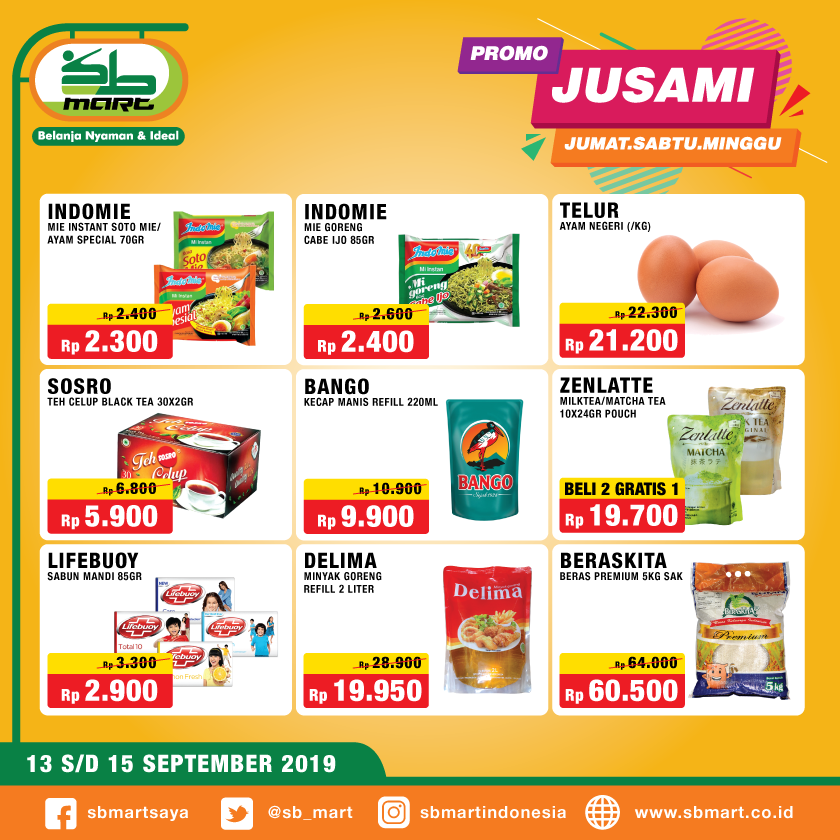 sb_mart's tweet photo. Ini dia item-item promo JUSAMI minggu ini!
segera kunjungi SBMart terdekat dan penuhi kebutuhan keperluan anda.
Selamat Berbelanja!! Info kemitraan:

0852 2009 9897
0857 2027 2055
==========
==========
#SBMart #belanjanyamandanideal #minimarketlokal #ritelsyari #ritelislami https://t.co/yXVBG5BasB