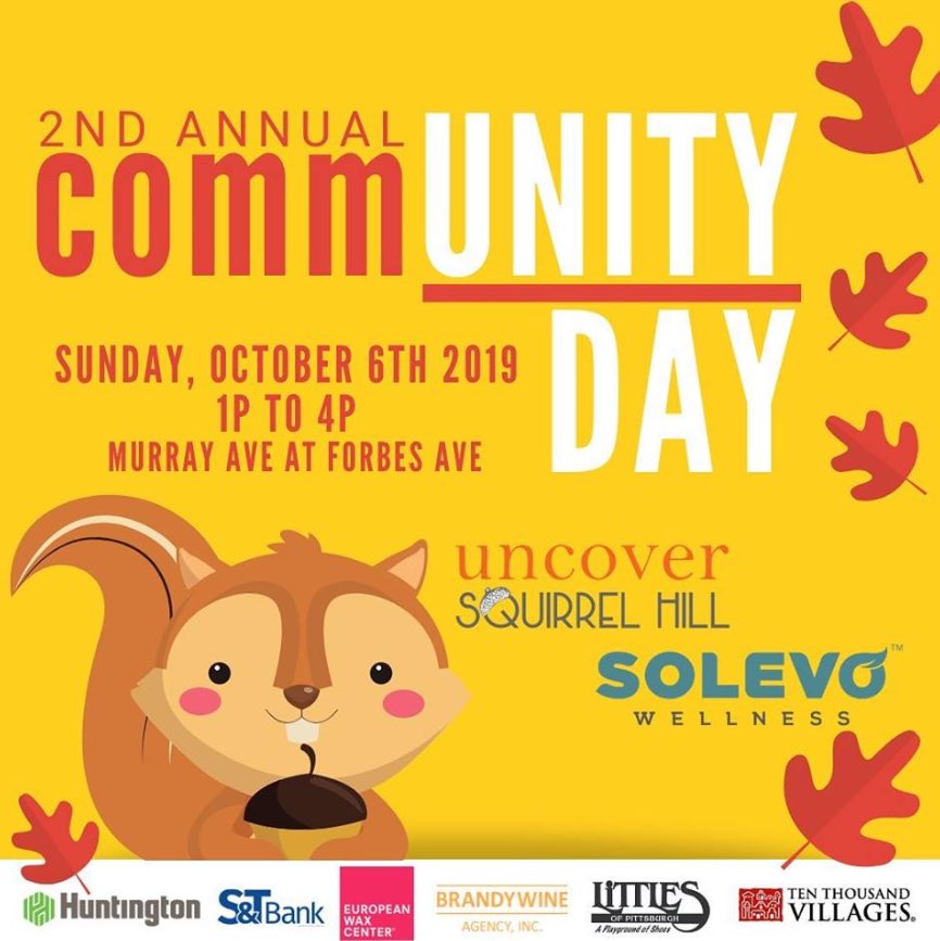 (CommUNITY Day): Our CommUNITY Day returns for a second year thanks to our friends at <a href="/SolevoWellness/">Solevo Wellness</a>! Make plans to join us Sunday, October 6th from 1p to 4p. #UncoverSquirrelHill