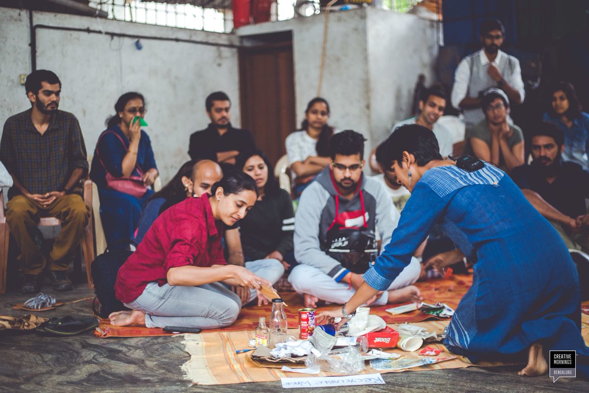 creativemorning's tweet image. Wow! Our @cmbengaluru chapter learned about trash (literally!) for their #CMjustice event. They invited Shipra Agarwal from Skrap, a Mumbai-based social enterprise that helps organizations and individuals implement zero waste practices.

📸See more: buff.ly/31iks3z