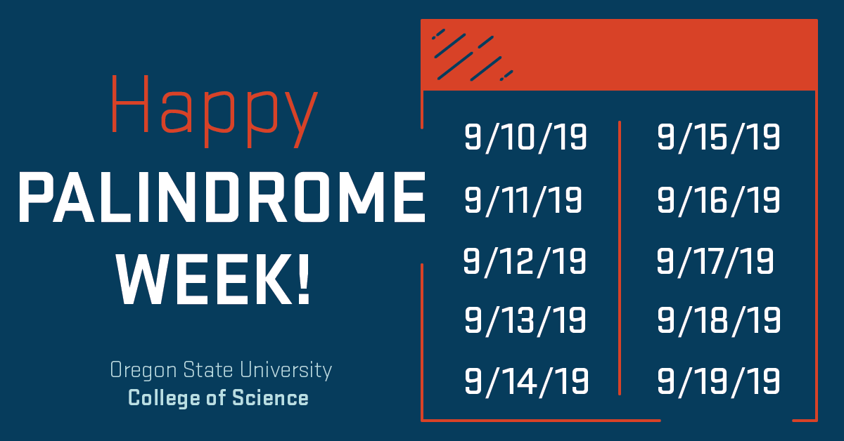 This is fun. Until September 19, every date is the same written backward as it is forwards. #PalindromeWeek