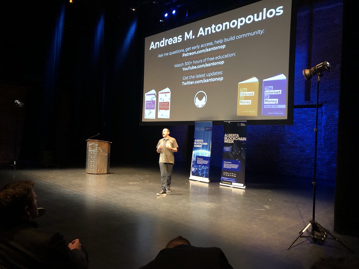 Bitcoin_CBC's tweet photo. Andreas is on the stage #Keynote #blockchainABsummit #blockchainABweek  #blockchainAB @aantonop Andreas M. Antonopoulos Andreas M. Antonopoulos https://t.co/Dff4TWJA3w