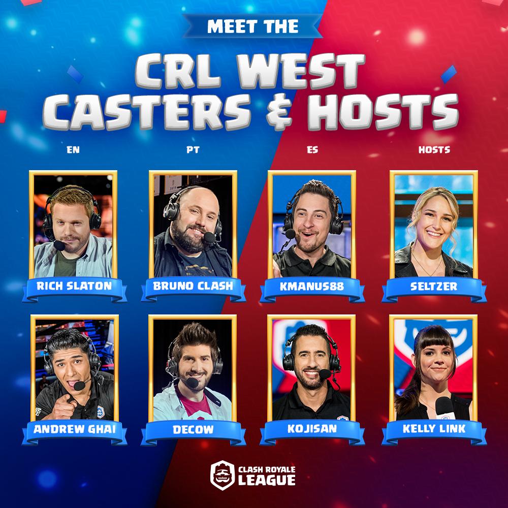 Here are YOUR amazing Casters &amp; Hosts for #CRLWest! Welcome to the team <a href="/HelloKellyLink/">Kelly Link</a>!

Catch them in action Saturdays and Sundays at 10am PT on: YouTube.com/EsportsRoyale

#ClashRoyale #CRL  #OGN