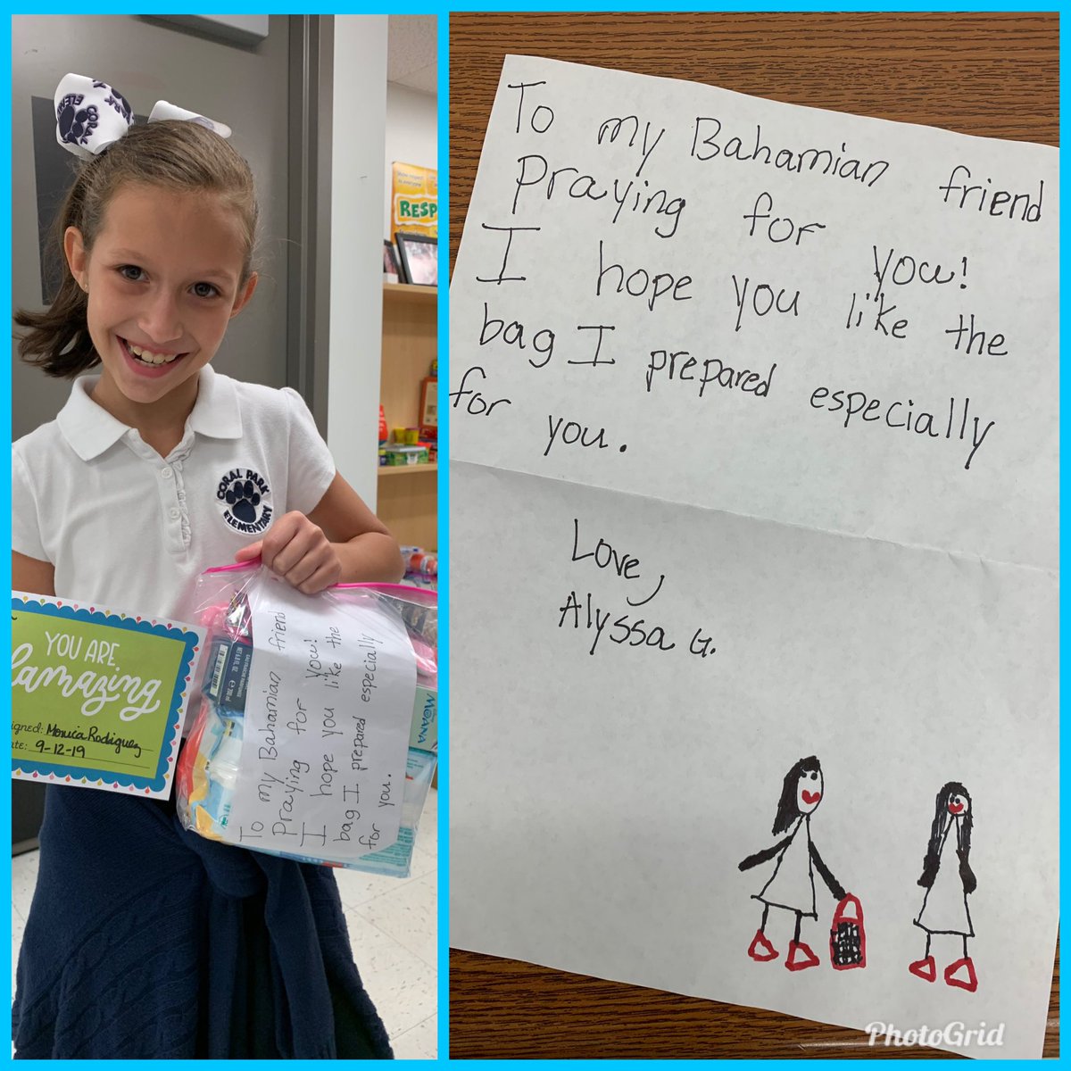 sas_west's tweet image. She’s amazing! Check out the personalized package and note Alyssa made for her Bahamian friends! Doesn’t get any kinder than this! #3rdgradersrock#helpingfriendsaroundtheworld#kindnessmatters @StdtSvcsMDCPS @JuankyDiaz @CoralParkElemS ❤️😊❤️🇧🇸