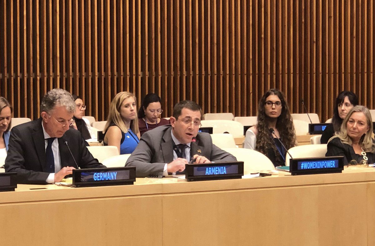 ArmeniaUN's tweet photo. PR of #Armenia🇦🇲 as Chair of #CSW participated in #WomenInPower event organized by @UN_PGA &amp; pledged to work closely with all stakeholders, Member states &amp; #NGOs towards taking tangible steps to achieve #genderequality &amp; empowerment of #women and girls in line with #SDG5. #AM4HRC https://t.co/wRZaSR7PqP