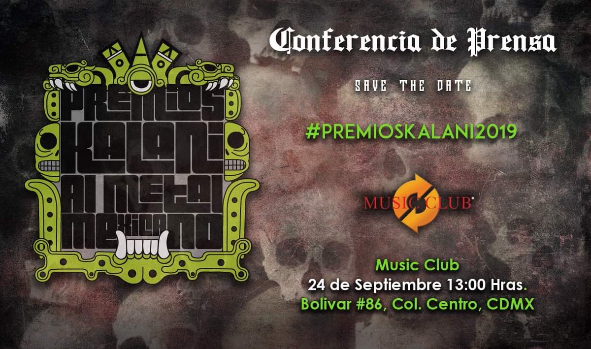OcelotlTekuani's tweet photo. Los invitamos este 24 de septiembre en punto de las 13:00 hrs, a conocer algunos detalles de los premios y presentaciones de esta magna ceremonia.
Premios de metal Kalani, Music Club Stores Oficial y #Velomic invitan.
#ritual #mexico #metalmexicano 🤟🔥👊🇲🇽 https://t.co/O9ZSSzPt2L