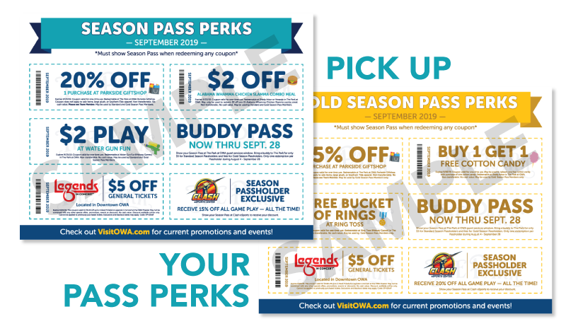 TheParkAtOWA's tweet photo. Season Passholders, have you picked up your September Pass Perks yet? Head to Guest Services during Park hours to pick them up! π‘ #TheParkAtOWA #PassholderPerks https://t.co/qIJy1X7yip