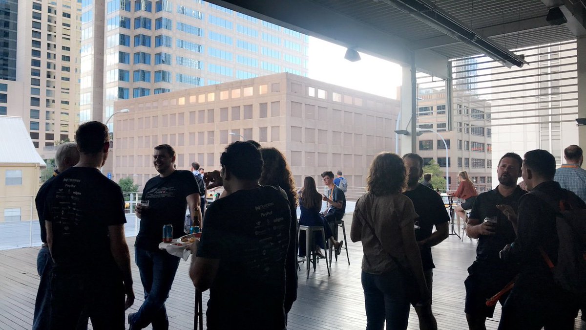 wagento's tweet photo. We’re here at the #MageX after party at Brazos Hall! What a perfect finish to the day! https://t.co/4Ta8QVOoIx