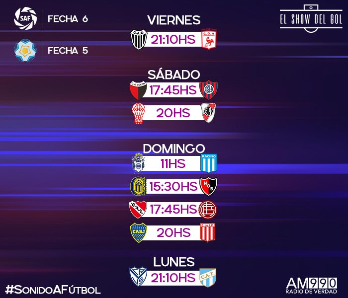 futbolshow870's tweet photo. #SonidoAFútbol
Fin de semana repleto de acción en nuestro show radial por @La990Radio ⚽️
Partidazo de #PrimeraNacional, el debut de #Maradona en #GimnasiaLP, el clásico rosarino y grandes encuentros de la #Superliga 😎
AM990 | https://t.co/qphLbZXV5y 📻 https://t.co/nXiRB7RtGg