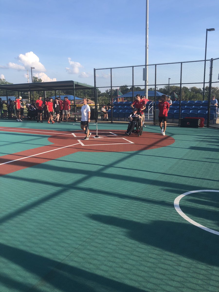 DUMensSoccer's tweet photo. The guys helping out at the Betty and Bobby Allison Miracle league ball field tonight! Having a ton of fun!  #DUBelieve https://t.co/U3RhrC4ZzB