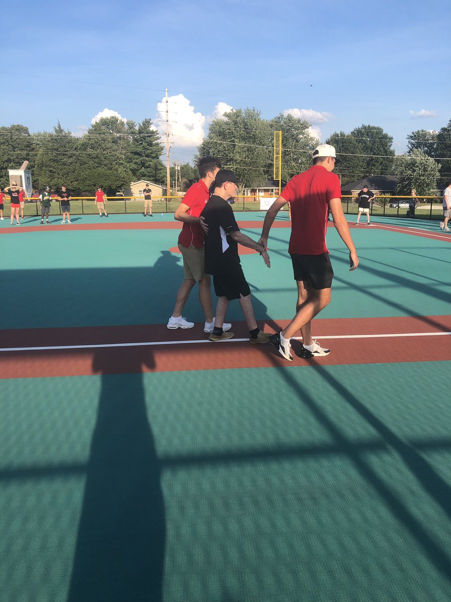 DUMensSoccer's tweet photo. The guys helping out at the Betty and Bobby Allison Miracle league ball field tonight! Having a ton of fun!  #DUBelieve https://t.co/U3RhrC4ZzB