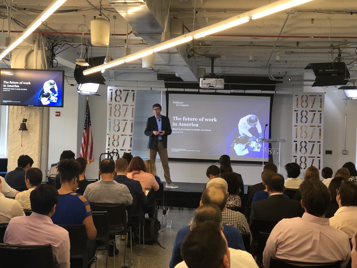 3_des's tweet image. Fascinating presentation by @McKinsey @1871 about the future of jobs and work in America.  Hint: Health and Technology(STEM) at the top of the growth food chain! #jobs #work #futureofwork #1871 #chicago