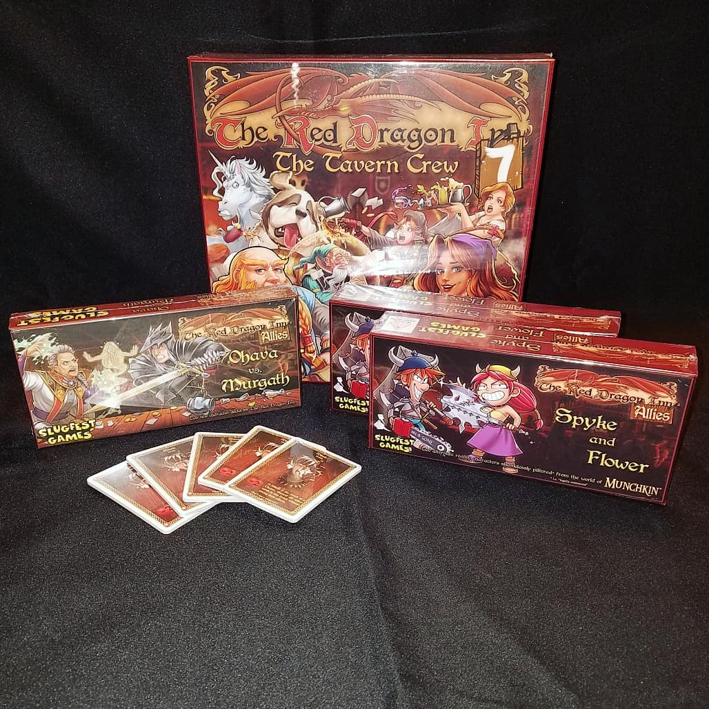 3WMgames's tweet photo. The Red Dragon Inn tournament at the con! Thank you @SlugFestGames for sponsoring this event🏆🃏🎉❤🐉🍺🍻😵 May the player with the highest constitution win! #thereddragoninn #tournament #slugfestgames #boardgame #tabletopgame #convention #3wm #elpasotx #october2019 https://t.co/w0pzsStxCH