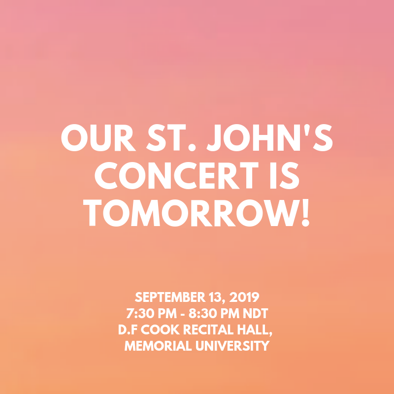 Mysterious_CA's tweet photo. Hello St. John's! Are you ready for our live concert tomorrow?
Don't have a ticket? It's not too late! Get your FREE ticket here: https://t.co/Sn07Z7KlqO
September 13, 2019
7:30pm - 8:30pm NDT
D.F Cook Recital Hall, Memorial University
#MB2019 #SuicidePrevention #HealingMusic https://t.co/mJf9wQ6oqs