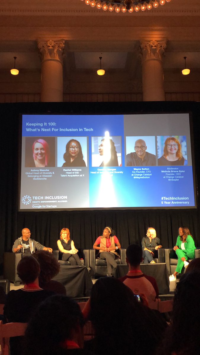 ✨🔥💯 panel: “Keeping it 100: What’s Next for #Inclusion in #Tech” 

Shout out to: @heymsrachel , @Candice_MMorgan , @adblanche, @waynesutton, & @mbrianaepler what you all shared gave me hope that things will get measurably better.

#TechInclusion #belonging #equity #selfcare