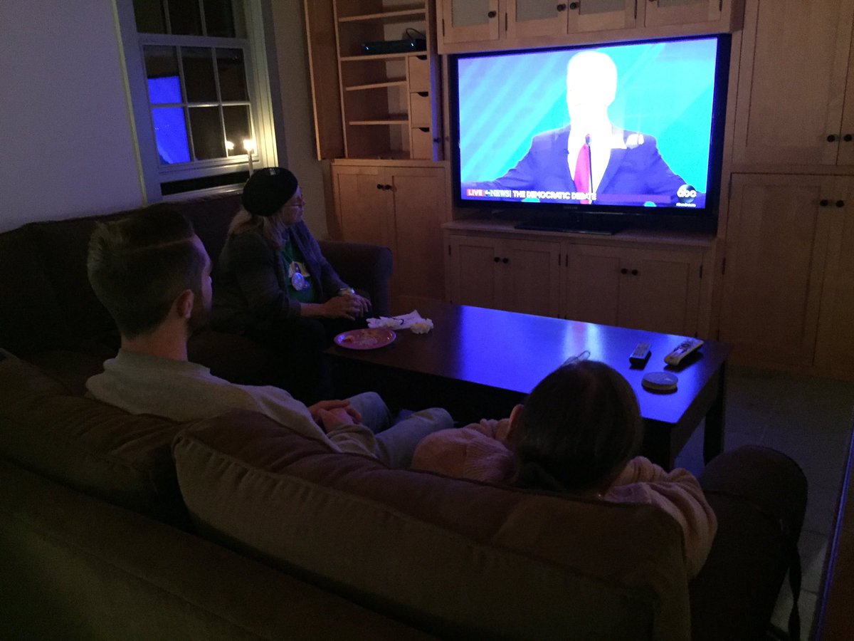 JSheuchenko's tweet photo. Folks here in Hopkinton are inspired and intently watching @JoeBiden show how he’s going to restore, rebuild, and unite our country! #DemDebate #FITN https://t.co/H6axSvBGNu