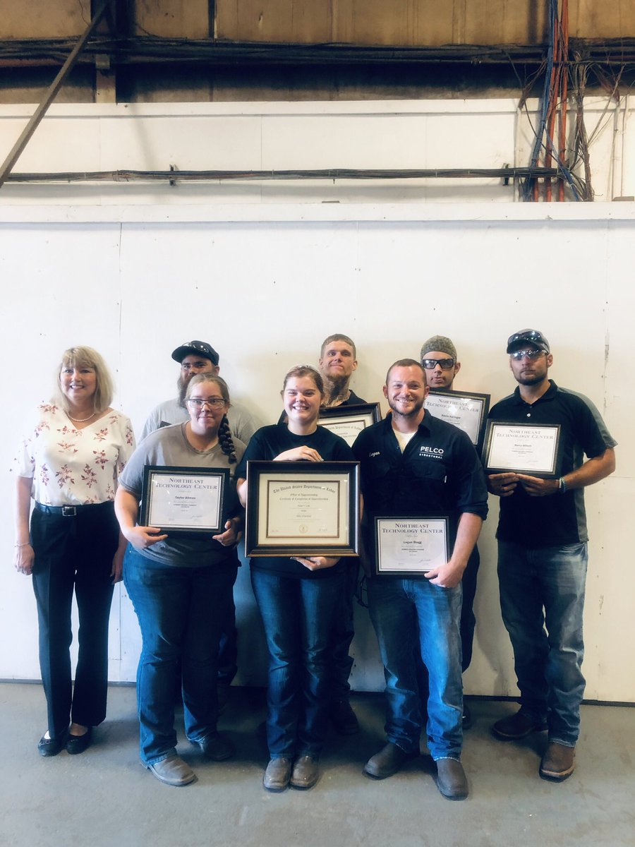 NEWDBOK's tweet photo. Today we celebrated individuals who completed registered apprenticeship programs at Pelco Structural. Congratulations to these hard working individuals and congratulations to Pelco for your leadership in workforce development #OKWFDevMonth https://t.co/8O4cBgXgYV