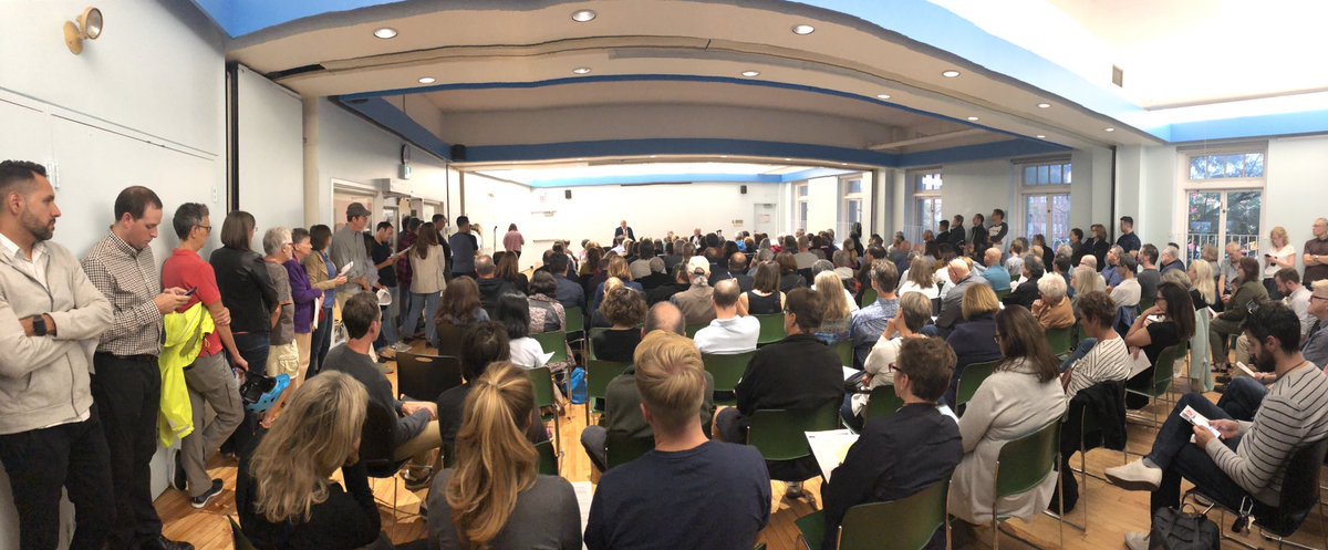 Standing room only to tell Doug Ford to go packing on the Ontario Line. This community already went through in detail its wants and needs for relief line. Ford’s determined to shred all of it. Thx <a href="/Peter_Tabuns/">Peter Tabuns @petertabuns.bsky.social</a> <a href="/PaulaFletcherTO/">Paula Fletcher</a> for organizing the #tordan fightback.