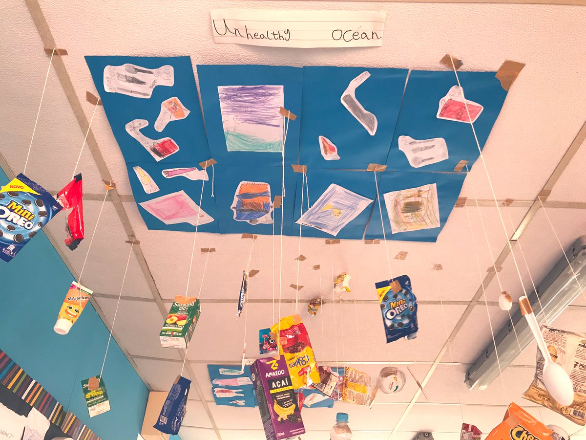 MrsGodsiff's tweet photo. Today we learned about #healthy and #unhealthy oceans with @MsSunshineSmit in Grade 1. Learners understand that #pollution affects #marinelife in the #ocean and water ways. #iscbrazil #everyonelearningeverywhere #trash #plastic https://t.co/DpCWsw80Jq