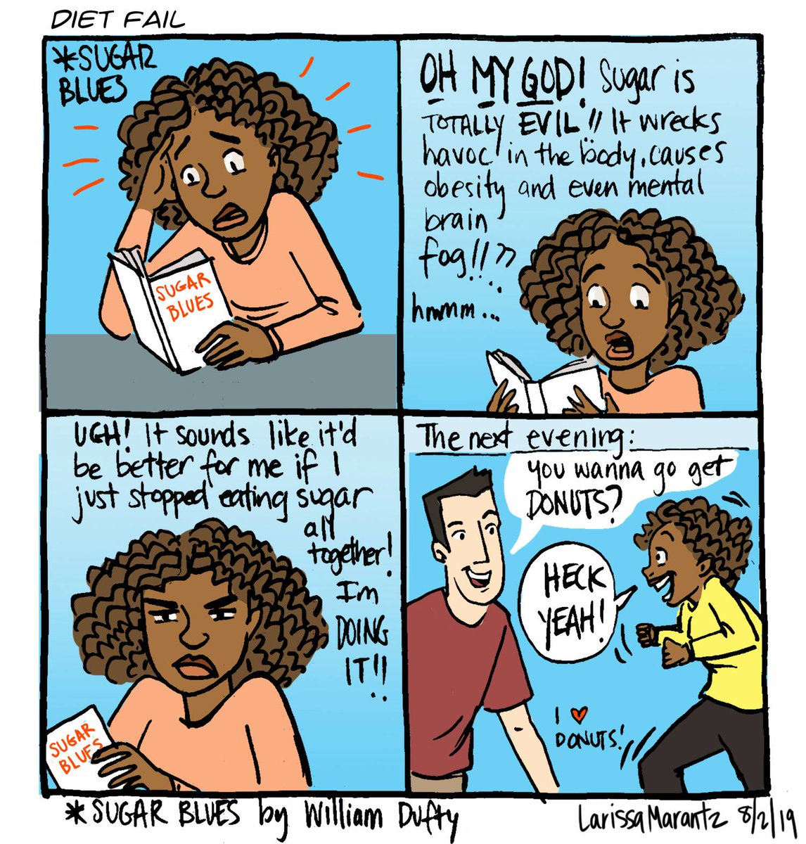 LarissaMarantz's tweet photo. HI #KIDLITART family. Tonight I'm sharing a personal side project I've been working on in between my publishing projects *which I CAN'T share*. Basically I'm poking fun at myself in these hand drawn digitally colored 4 panel comics I'm calling From Apathy To Zen. #comicchallenge https://t.co/vUoTwpmxvV
