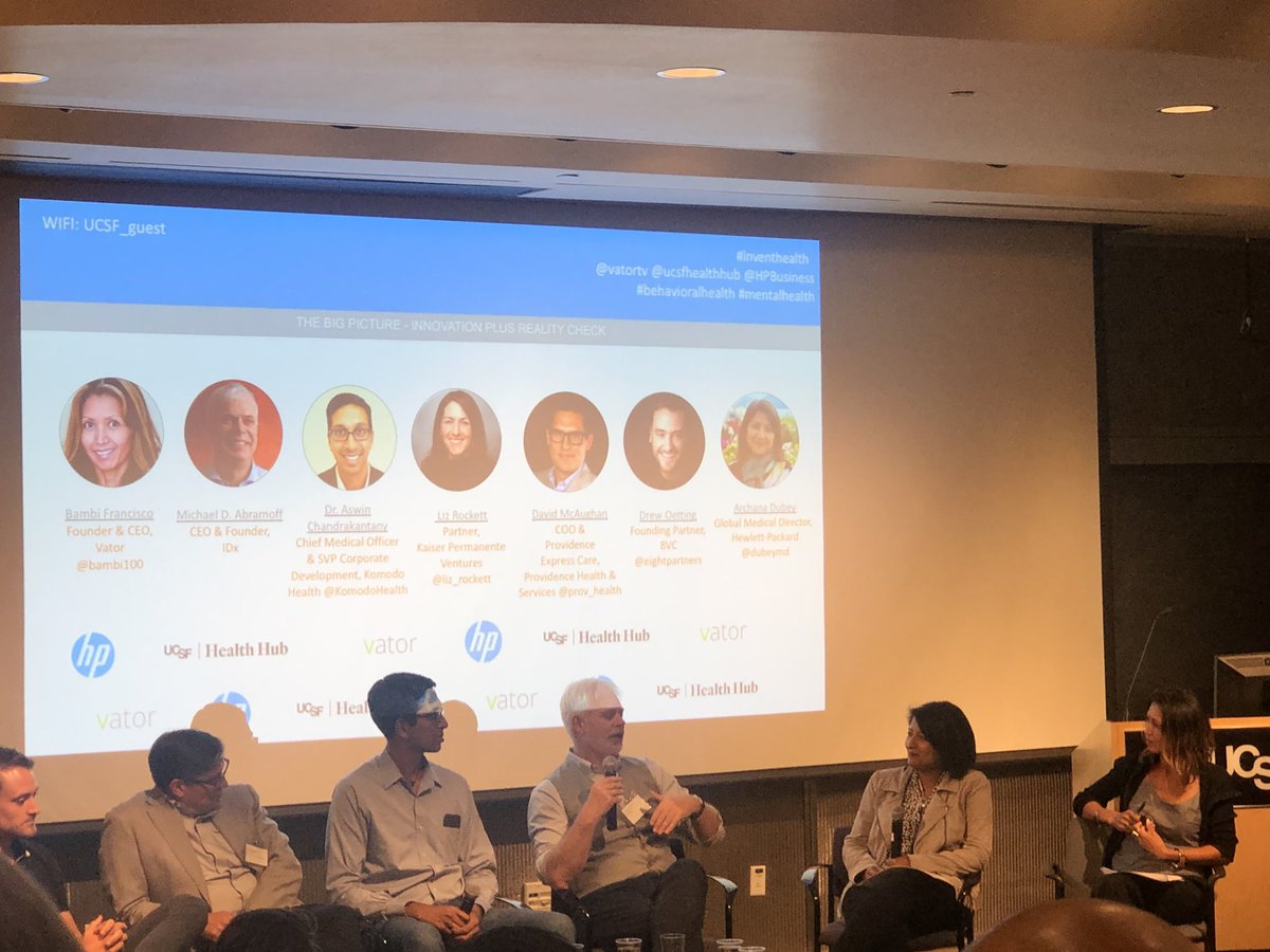 A brilliant and thought provoking panel at Genentech Hall with representation from all Stakeholders for “Reinventing the doctor”...@ucsfhealthhub ucsfhealthhub @vatortv @HPBusiness #inventhealth