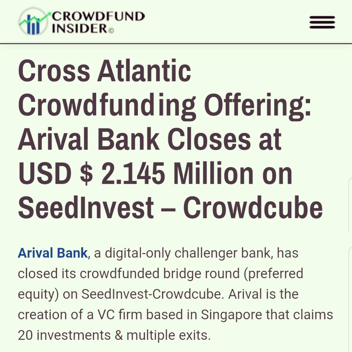 Arival Bank tweet media