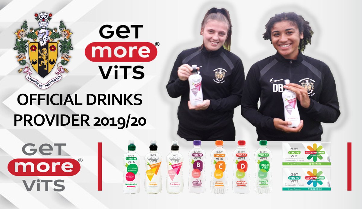 HalifaxFCWomen's tweet photo. We are delighted to announce our official drinks provider for the 2019/20 season!!

@GetMoreVits have kindly sponsored us with a selection of hydrating sugar free, low cal recovery drinks!

Watch this space for some action shots this weekend with Get More Vits!! https://t.co/Co9ZVfsGhi