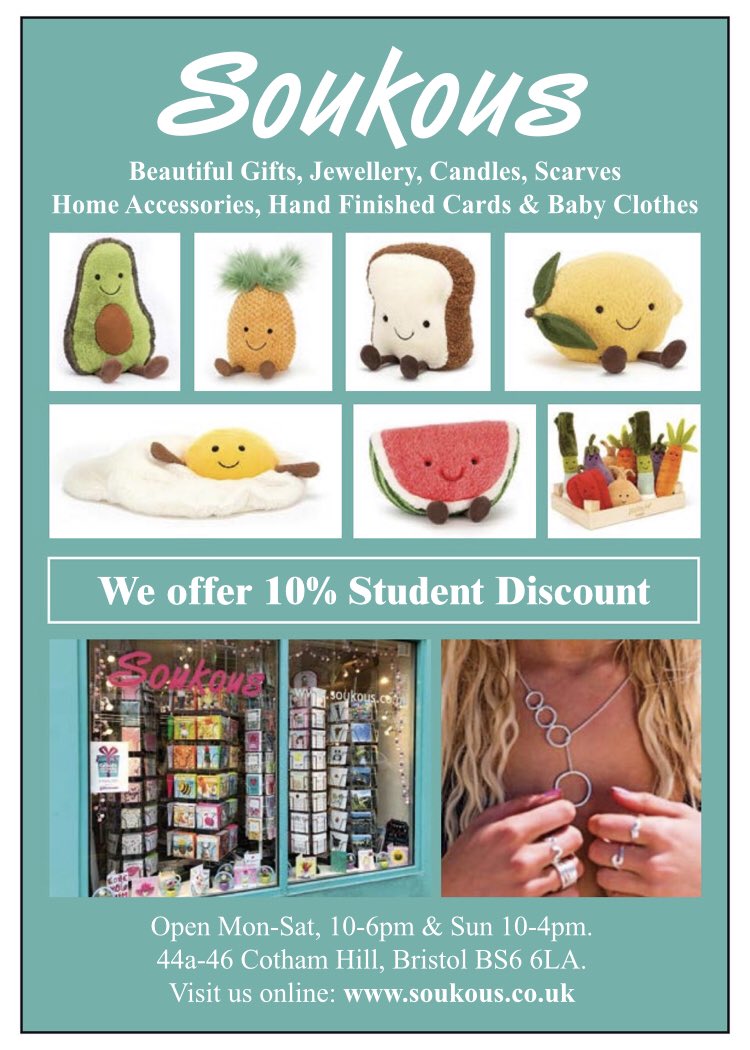 #StudentDiscount #Bristol #independents #shopping #ShopLocal #Jellycat #Students #BristolStudents #happydays #WhatsOnBristol #CothamHill