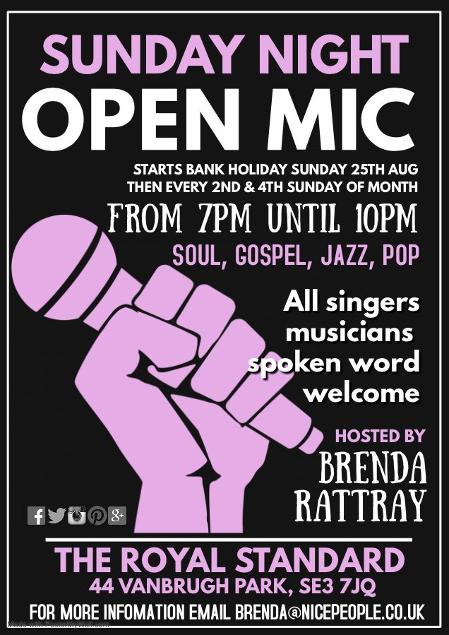 Next Open mic night is Sunday 22nd September At the Royal Standard Pub #openmic #livemusic#blackheath #lewisham #eltham
