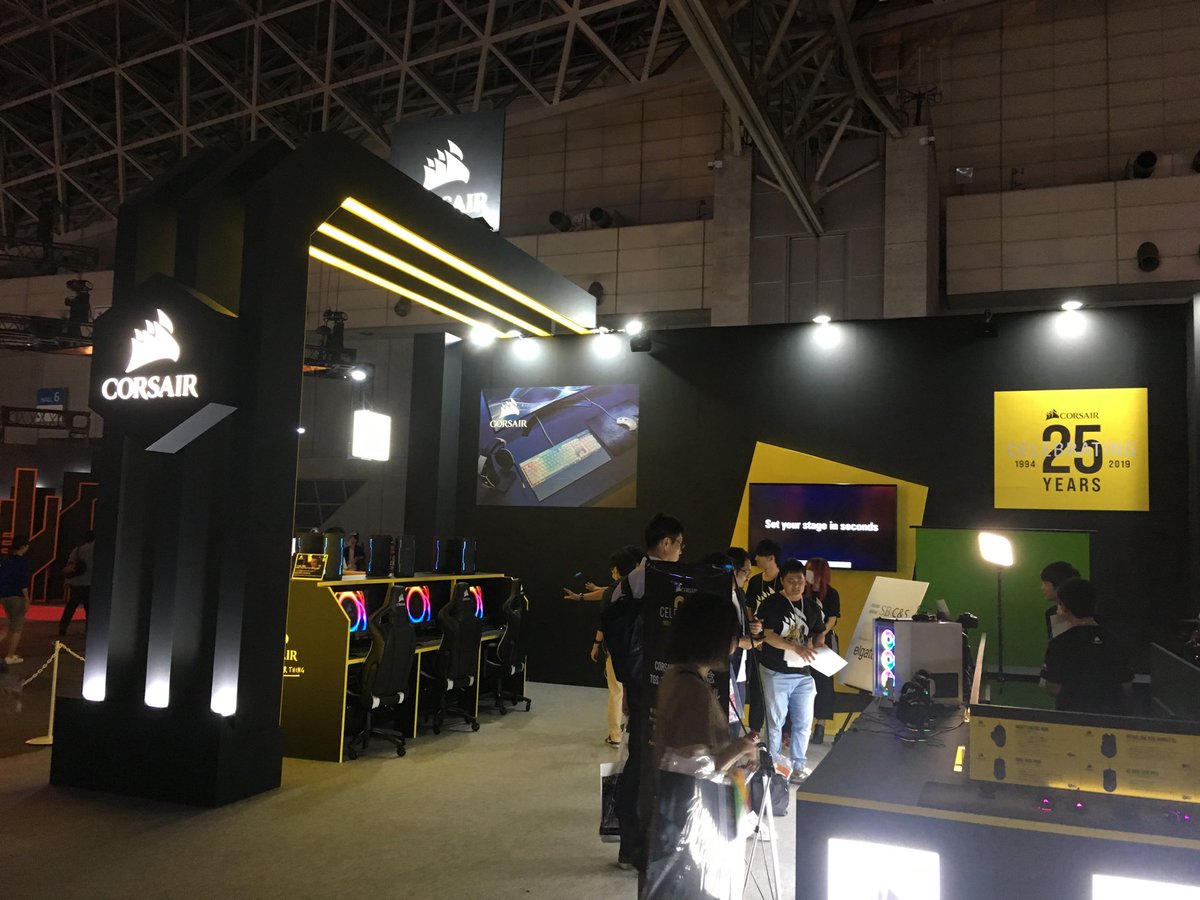 Garbage_talk's tweet image. Corsair booth TGS 2019 #CORSAIR_TGS19