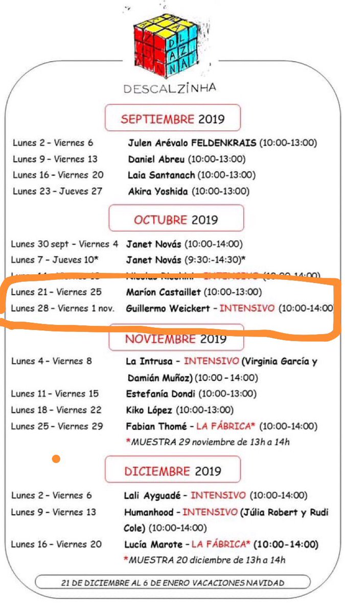 Un placer, como siempre , tener un hueco en la programación de @DescalcinhaDanz Este año estrenan flamante nuevo espacio ! Y sí, ya tenemos una cita para vernos en Madrid: del 28 de octubre al 1 de Noviembre !!! Allí os veo