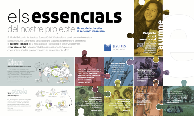 JesuitesEdu's tweet photo. El nostre #ModelEducatiu s'explica a partir de 8 dimensions #pedagògiques, l'orientació d'aquestes determina el caràcter ignasià del projecte vital i vocacional de l'alumnat. Les coneixes? https://t.co/J3qb0ReUOg