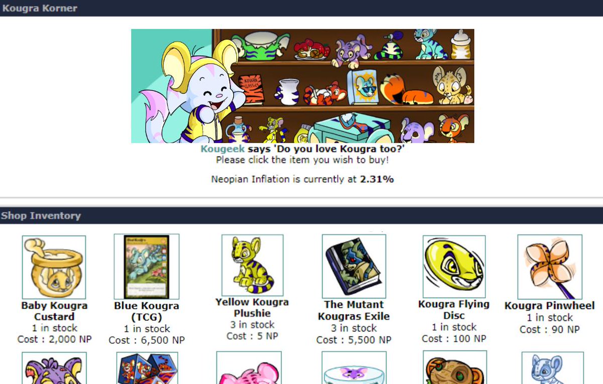 Lopmon's tweet photo. My shop for @Neopets #NeoCreationWeek #MyNeoShop !! A shop that only sells Kougra items! Looking for different pet merch? Then why did you come here? https://t.co/j3MRCZKdkB
