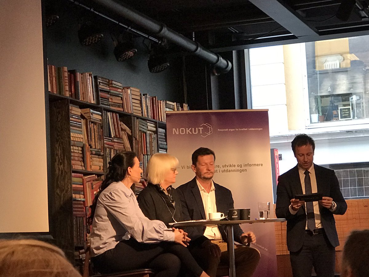 Viktig debatt om kvalitet i praksis på #nokutfrokost. Rekor @BeritRokne, @hvl_no i paneldebatt med NSO-leder og NOKUT-direktør