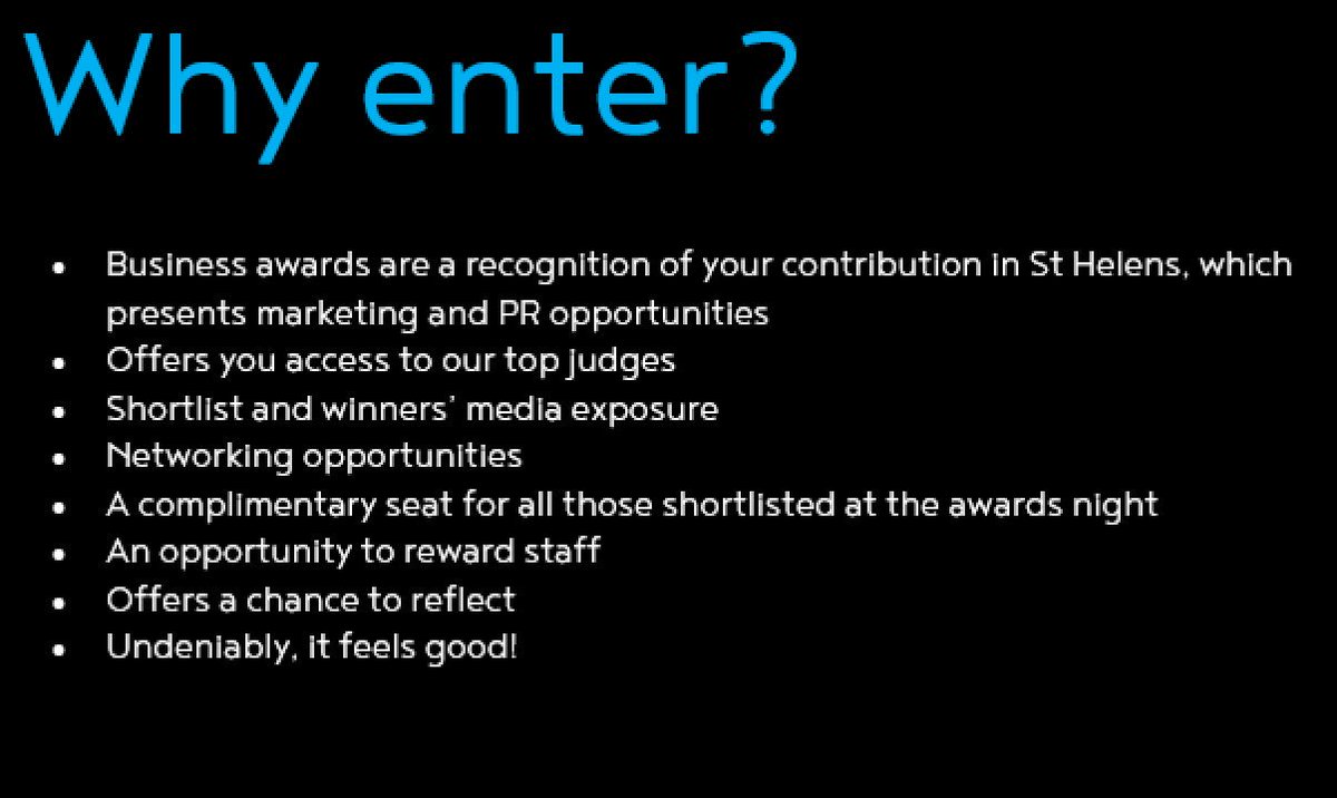 Have you nominated ur company? We want to hear about your success! Free PR and a fantastic night!
<a href="/investsthelens/">Invest St Helens</a>  Business Awards entries close today (13th Sept)

Enter now investsthelens.co.uk/business-awards 

In partnership with <a href="/prideofsthelens/">Pride of St Helens Awards</a> <a href="/SPFCHARITY/">SPF Charity</a> <a href="/sthelensstar/">St Helens Star</a>
