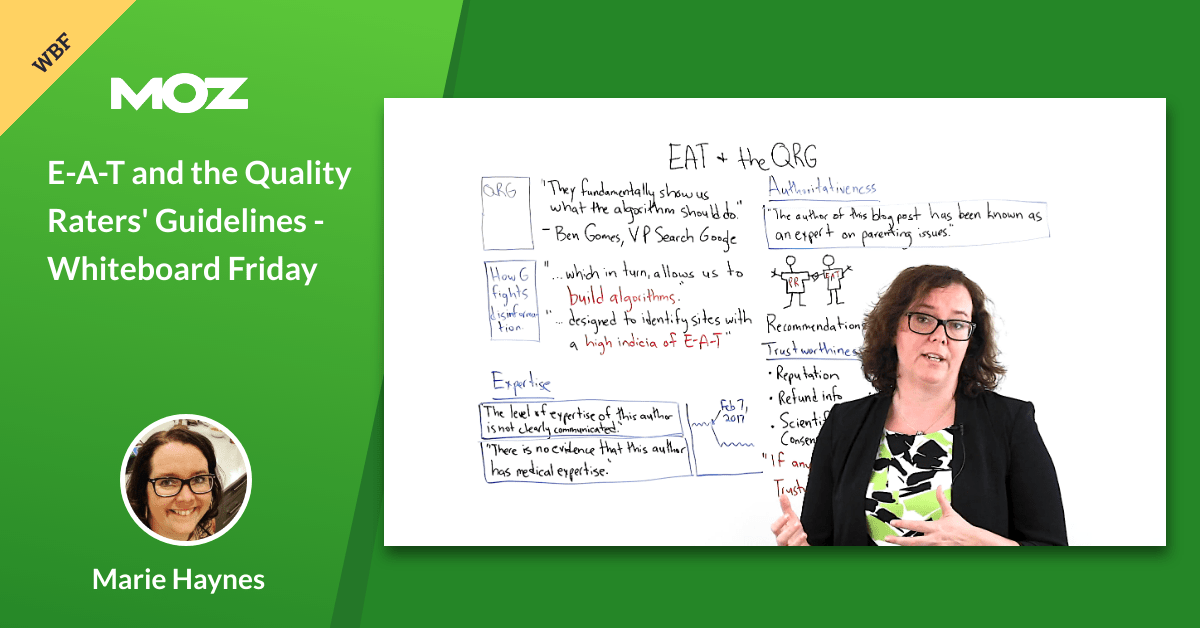 FiveQuidExpert's tweet photo. E-A-T and the Quality Raters' Guidelines - Whiteboard Friday: Posted by MarieHaynes EAT — also known as Expertise, Authoritativeness, and Trustworthiness — is a big deal when it comes to Google's algorithms. But what exactly does this acronym entail, and… https://t.co/km5uk5U2Rg https://t.co/06BlgVuYwS