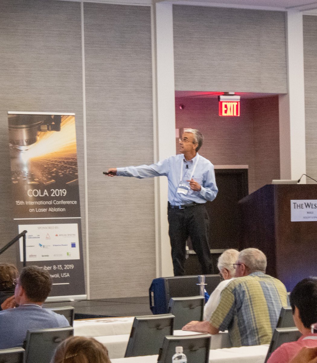 cola2019's tweet photo. Invited speakers John Fourkas and Alberto Pique anchored Thursday’s middle two Oral Sessions with their extremely interesting presentations. Don’t miss the final poster session tonight from 6-8pm, just after the Student Oral Session ends! #cola2019 #laserablation #laser #ablation https://t.co/s3F0atOwiG