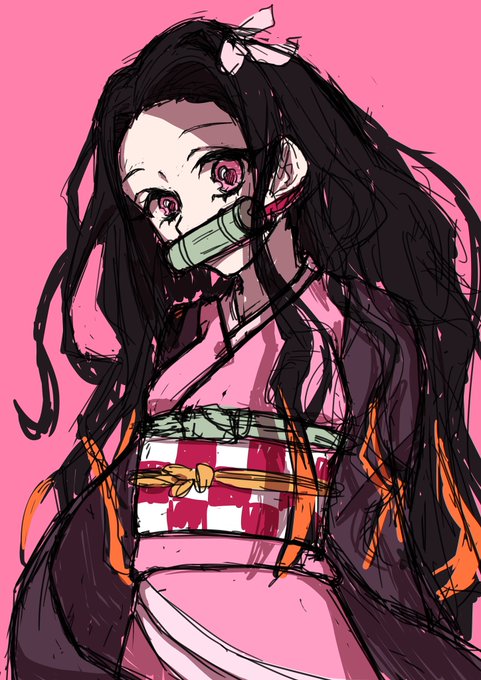 せつなつなさんがTwitterに投稿した竈門禰豆子(鬼滅の刃)のイラスト。