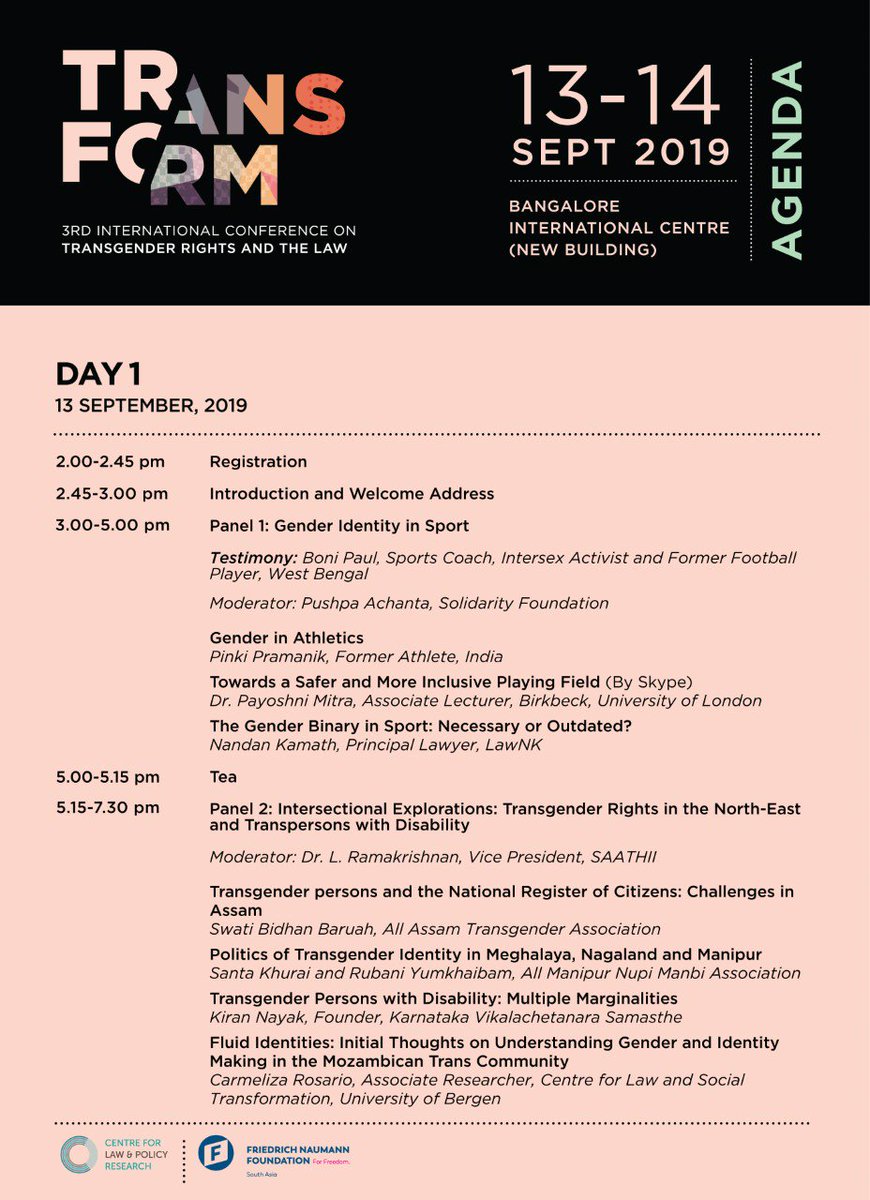 CLPRtrust's tweet photo. Today is Day 1 of Transform 2019!
Registrations start @ 2pm today in BIC (New Building), do come and join us!
The first panel will be "Gender Identity in Sport" with a testimony from Boni Paul
#clprtransform2019 https://t.co/39YMEHIMER