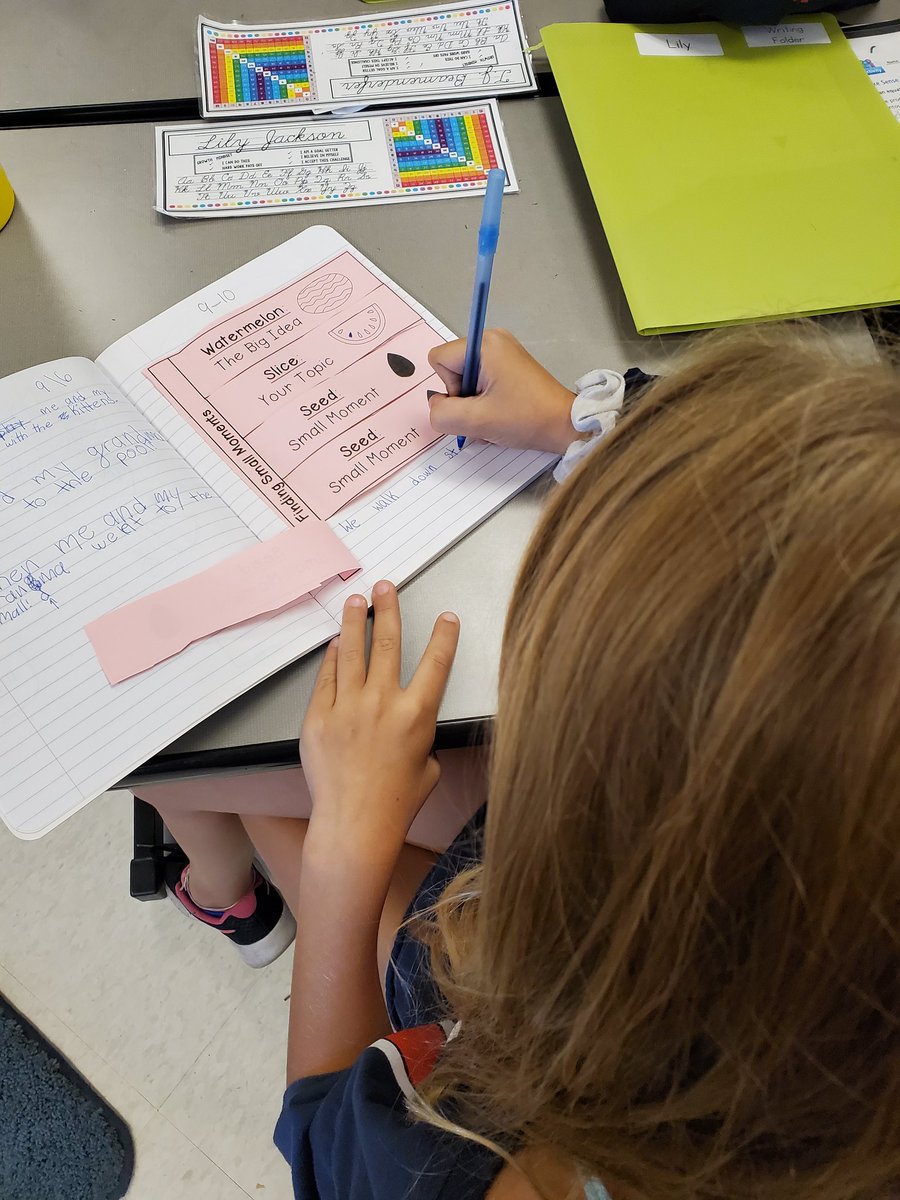 teacherschmidt6's tweet photo. Filling up writer's notebooks with small (seed) moments. They have so many great ideas! Did I mention how much they like to write in pen? It's the little things. @rcsdfiddyment #RCSDchampions https://t.co/scyS0X7RSA