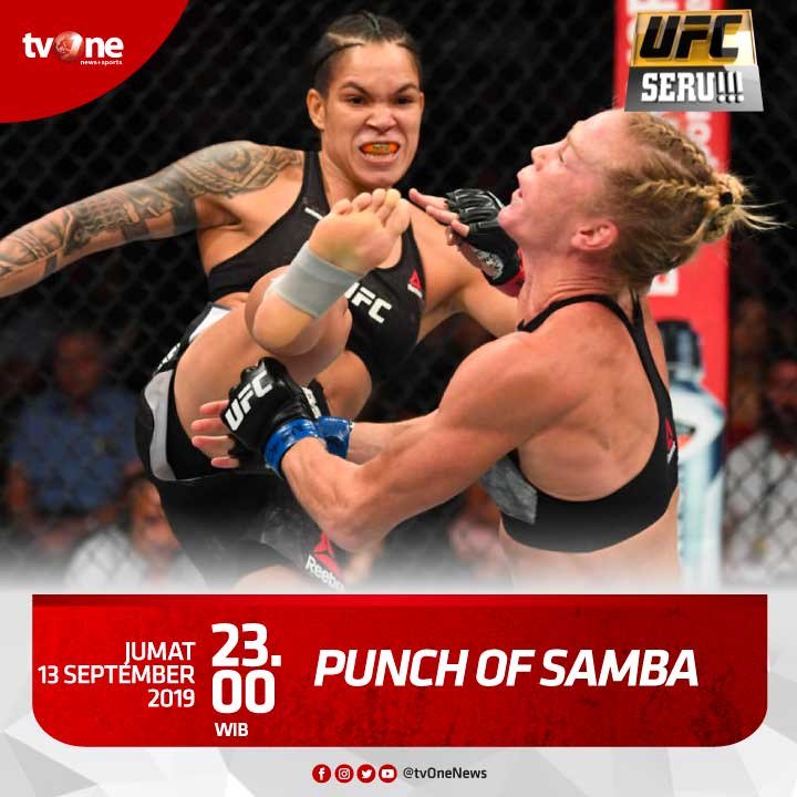 Jangan lewatkan pertandingan seru dan panas di UFC Seru!!! "Punch of Samba.Jumat, 13 September 2019 jam 23.00 hanya di tvOne & streaming tvOne connect, android http://bit.ly/2EMxVdm & ios http://apple.co/2CPK6U3 #UFCSeru #PunchOfSamba