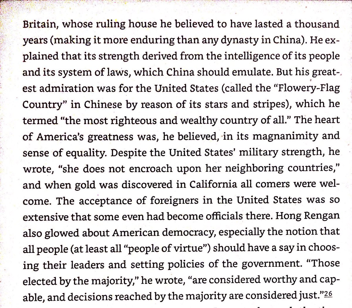 Taiping’s prime minister’s views on equal foreign relations, the relative strengths of various states & faiths, and his admiration of USA.