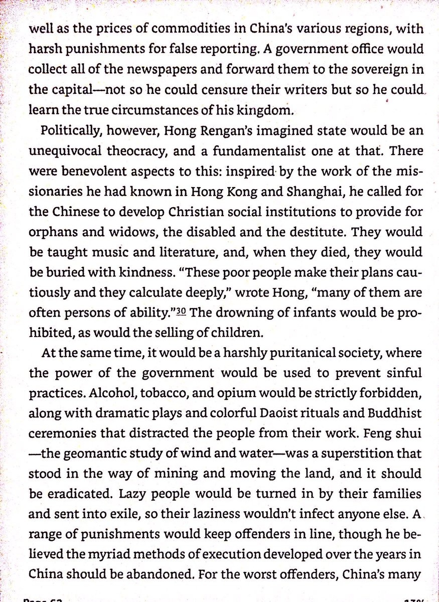 The prime minister had plans to industrialize & modernize China as a theocracy. Christian welfare organizations, steamships, railways, canals, paper money, newspapers, morality police and much else figured into his vision.