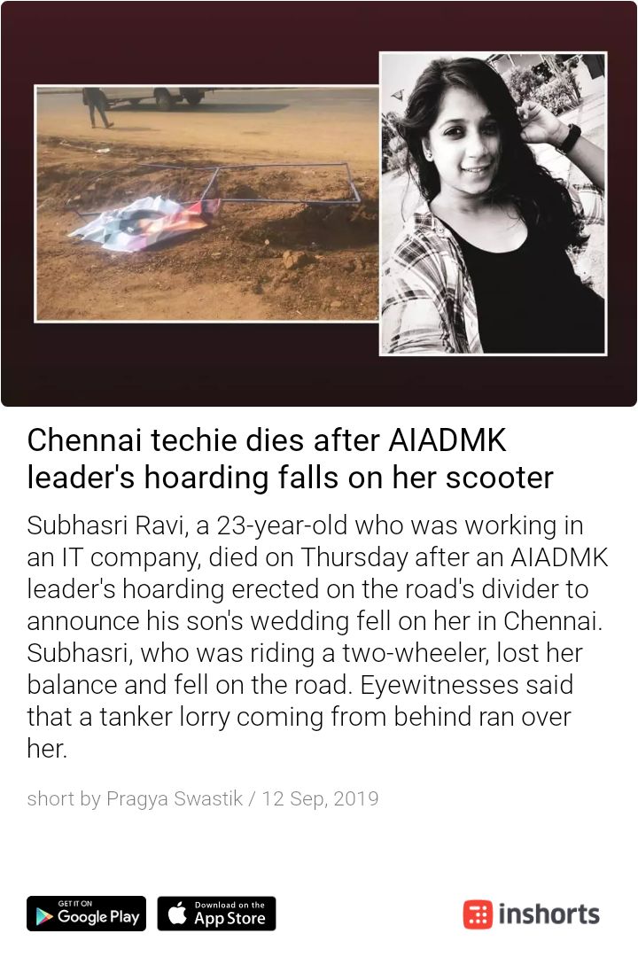 VthYou's tweet photo. Is there a bigger tragedy than this ? Traffic fines are ok it will eventually safeguard some of people. now why not all together ban hording on road dividers ?@nitin_gadkari #TrafficFines https://t.co/TbNtq3JOjd