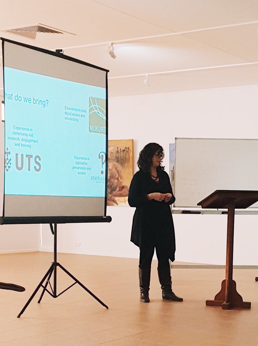 MGNSW's tweet photo. More presentations from the #ACHAA Conference in #Armidale: Monica Galassi from @statelibrarynsw; Creative Director of the Wadjar Gallery @YarrawarraC Alison Williams opens a new exhibition; Gabrielle Sullivan of the Indigenous Art Code; lawyer Stephanie Parkin @CopyrightAgency https://t.co/7flXY0WTVC