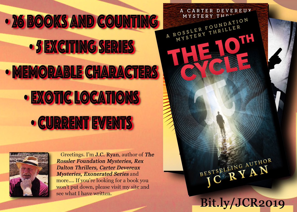 JCRyanBooks's tweet photo. Thank you to new followers. I hope you’re having a good week. https://t.co/4yP4rGdwrz #writing #fiction #science #mysteries https://t.co/C4X68zh8Dr
