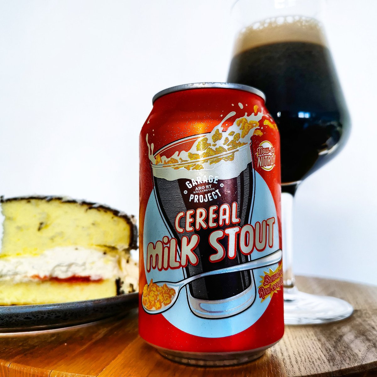 Nothing better than a cake and beer food match. My brew of choice was the delectable <a href="/garageproject/">Garage Project</a> #CerealMilk #stout. This rich and smooth beauty paired beautifully with the cream and jam present in the cake.  Prost 🍻

#Beeriod #GarageProject #BeerMatch #BeerOClock #CraftBeer
