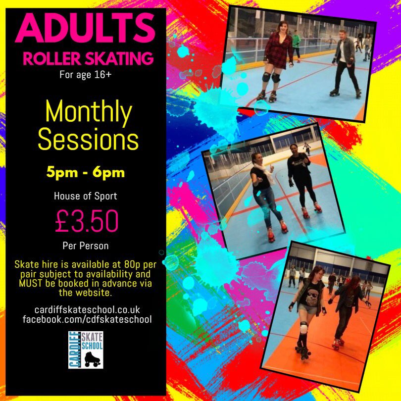 cdfskateschool's tweet photo. This Saturday 5pm-6pm @HouseofSportCDF don’t forget to book your skate hire https://t.co/H57JVOv4BP #getrollerskating https://t.co/5dsG0ptrnI