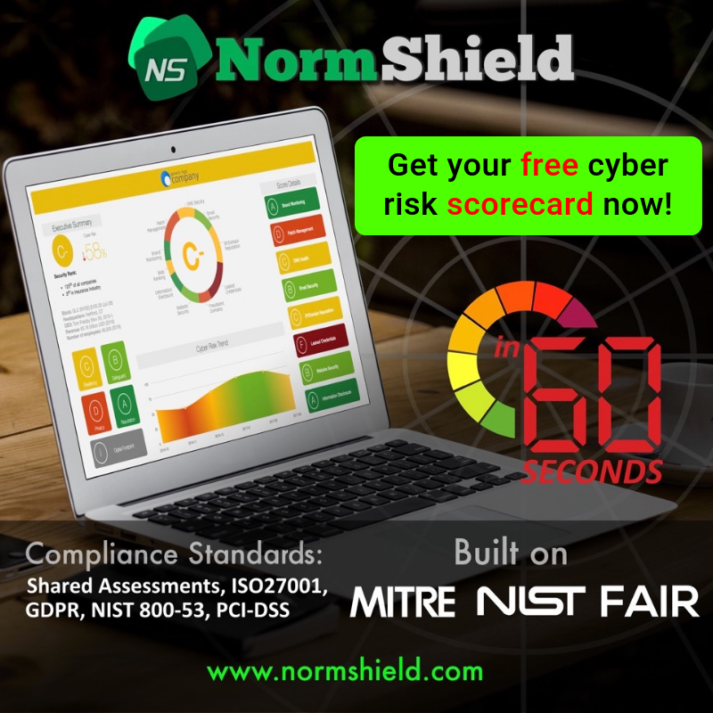 SecurityCurrent's tweet photo. Selected by leading CISOs after they pitched in the Security Shark Tank®, @NormShield is offering a free scorecard. Request it here:  https://t.co/zpqsnyAmno
#FreeScorecard #Normshield #Cybersecurity #RiskManagement #Scorecard #CyberRisk #SecurityCurrent #CISOsConnect #Cyber https://t.co/PaRANYbOqq