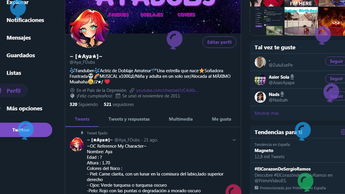 aya_voices's tweet photo. No me gusta los globos de Twitter desde el PC , pero.... XD Si,es mi cumple XD ⭐️⭐️⭐️

PD: No estais obligados a felicitarme. Si lo hacen lo agradezco, porque esos significa que os importo en vuestra vida ^^❤️❤️❤️ https://t.co/KQM01EaFmM